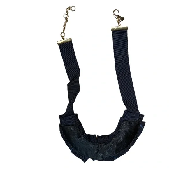 Ann Taylor Navy Blue Ribbon Rhinestone Necklace - Picture 3 of 3